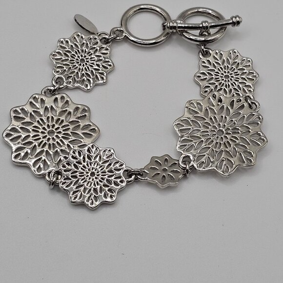 Cookie Lee Jewelry - Cookie Lee Silver Toned Snowflake Charmed Loop Clasp Bracelet Fashion Jewelry